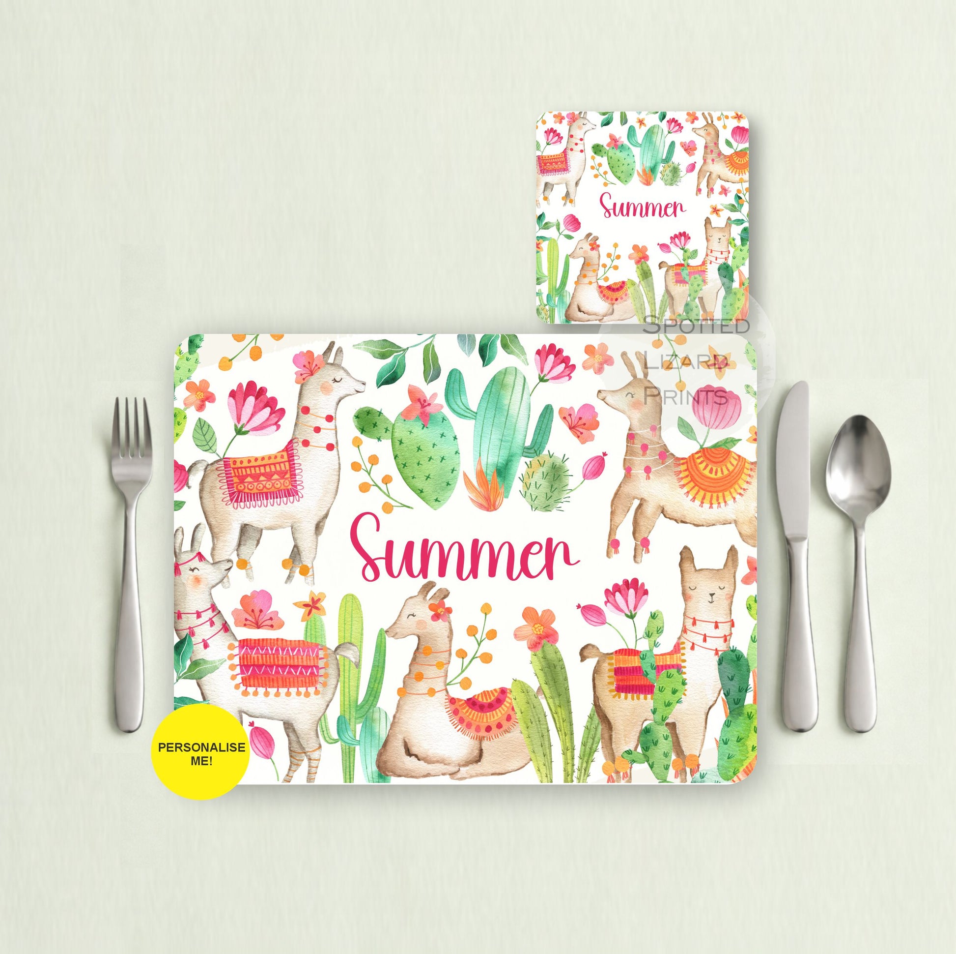 Gift for Kids - Personalised Placemat - Placemat and Coast set - Personalised Tableware - Personalised Coaster - 