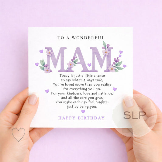 Mam Birthday Card | Beautiful Floral Mam Birthday Card | Happy Birthday Mam Card | Sentimental Mam Birthday Card | Birthday Card for Mam