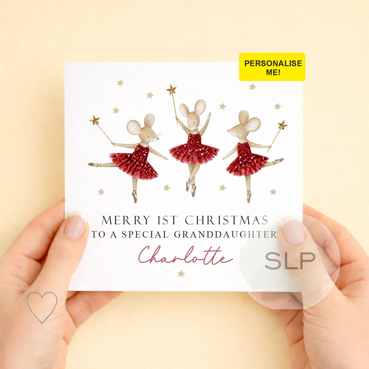 Personalised 1st Christmas Card for Granddaughter | Ballerina Mice