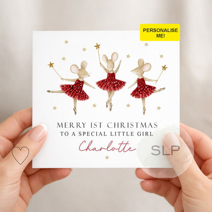 Personalised 1st Christmas Card for Granddaughter | Ballerina Mice