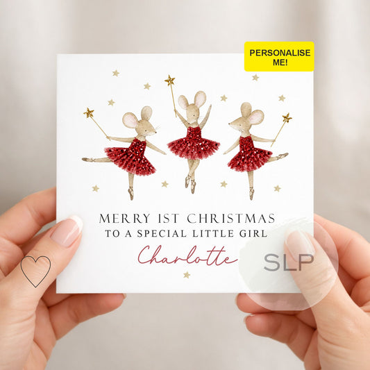 Personalised 1st Christmas Card for Granddaughter | Ballerina Mice
