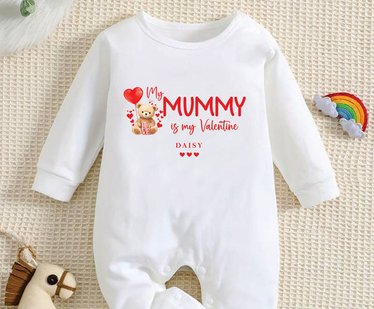 Daddy's little valentine baby sleep suit