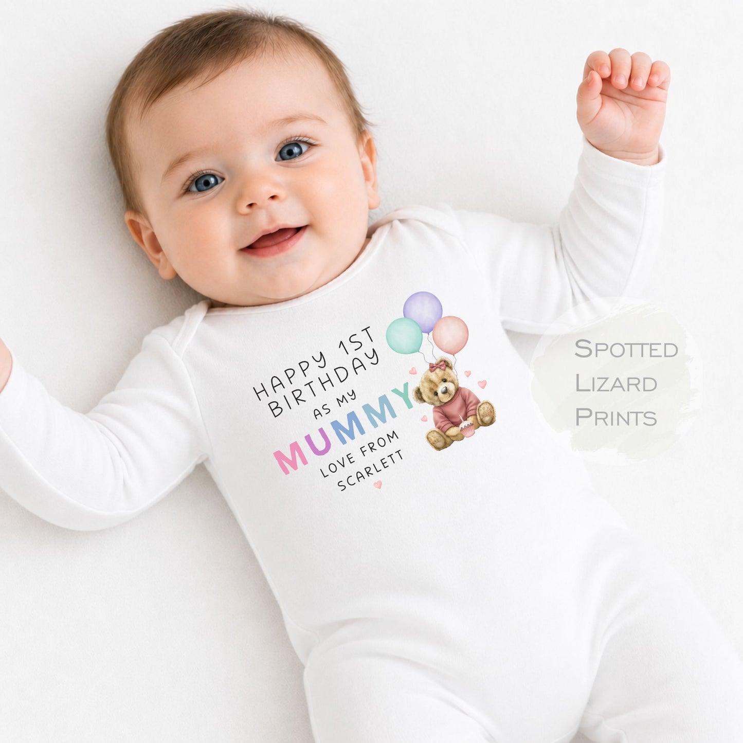 Happy Birthday Mummy Babygrow, 1st Birthday as my Mummy, Mummy Birthday Gift, Mum Birthday Gift, New Mum Gift, Birthday Baby vest, Sleepsuit