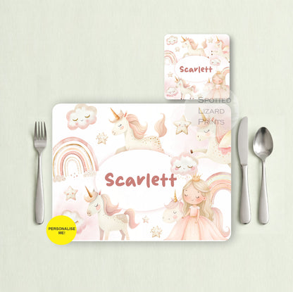 Gift for Kids - Personalised Placemat - Placemat and Coast set - Personalised Tableware - Personalised Coaster - 