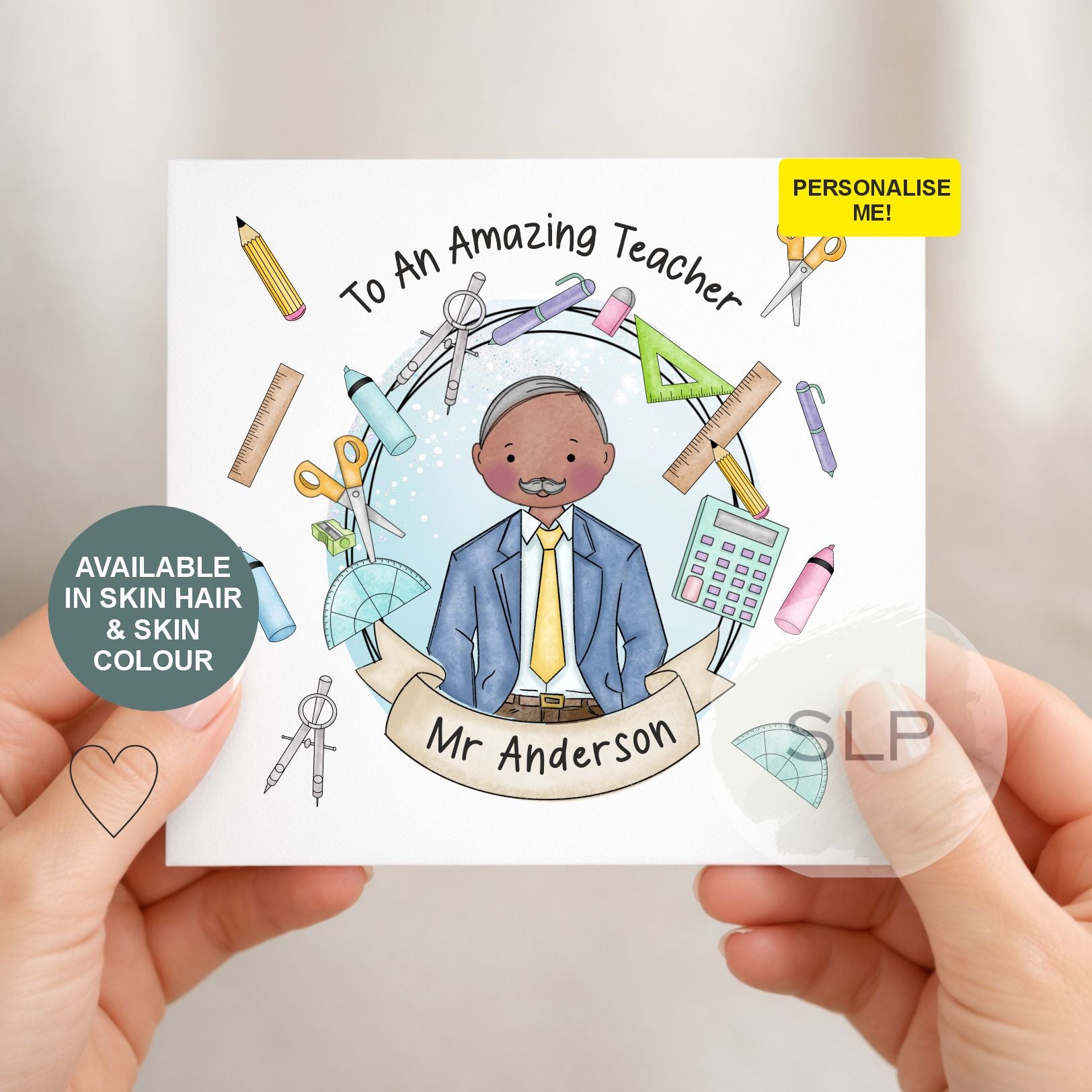 Personalized Thank You Teacher Card  Teacher Card – End of Term Teacher Appreciation Card – Male Teacher Card, Thank You Card from Student