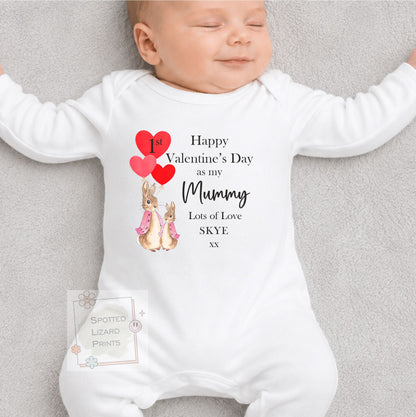 Personalised First Valentine's Day as my mummy  Baby Bodysuit, Baby Valentine's Outfit | Valentines Sleepsuit, First Valentine Sweatshirt