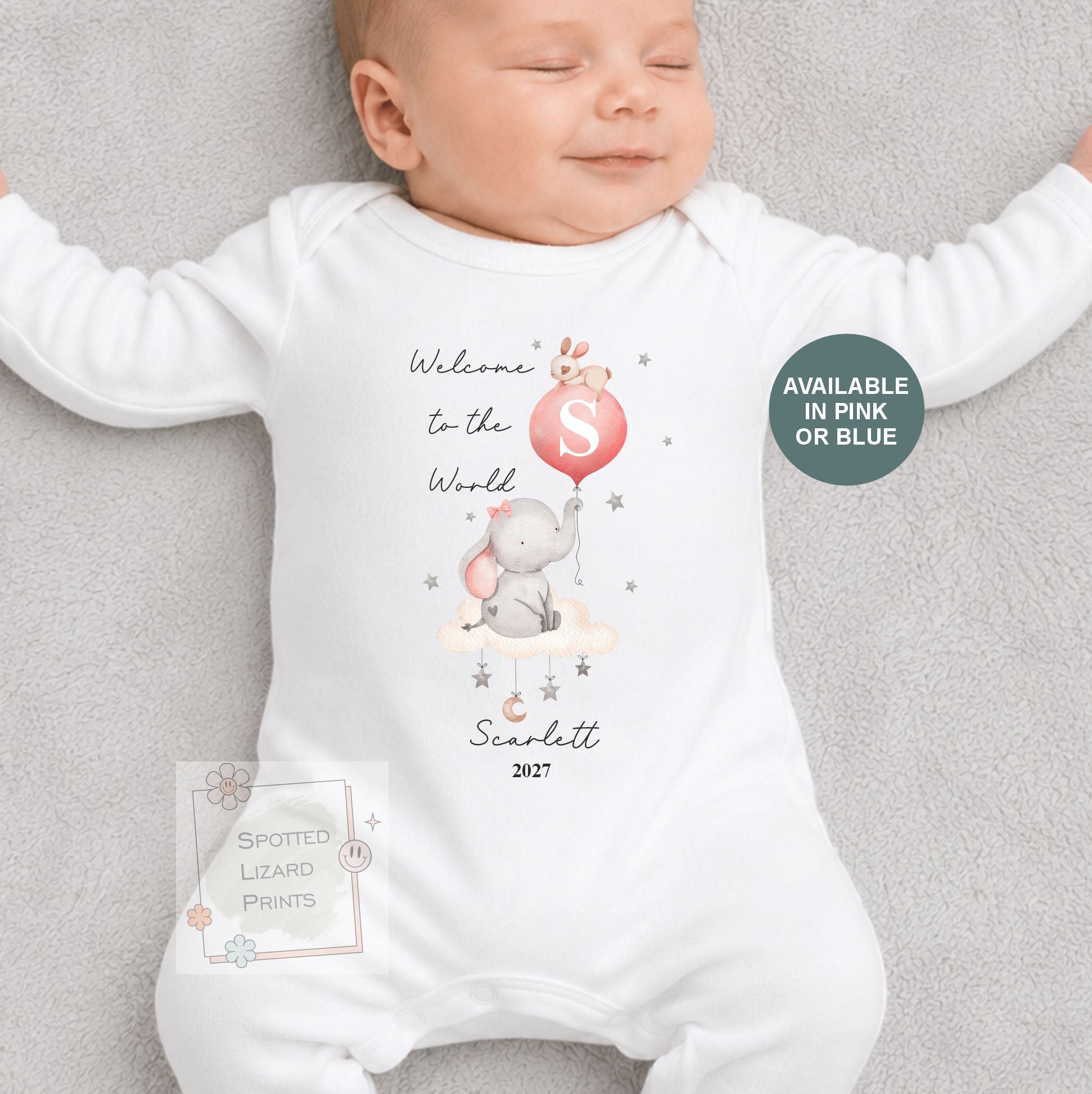 Personalised Baby Name Sleepsuit, Custom New Baby Gift, Welcome to the World Bodysuit, Baby Shower Gift, New Baby Sleepsuit, New Parent Gift