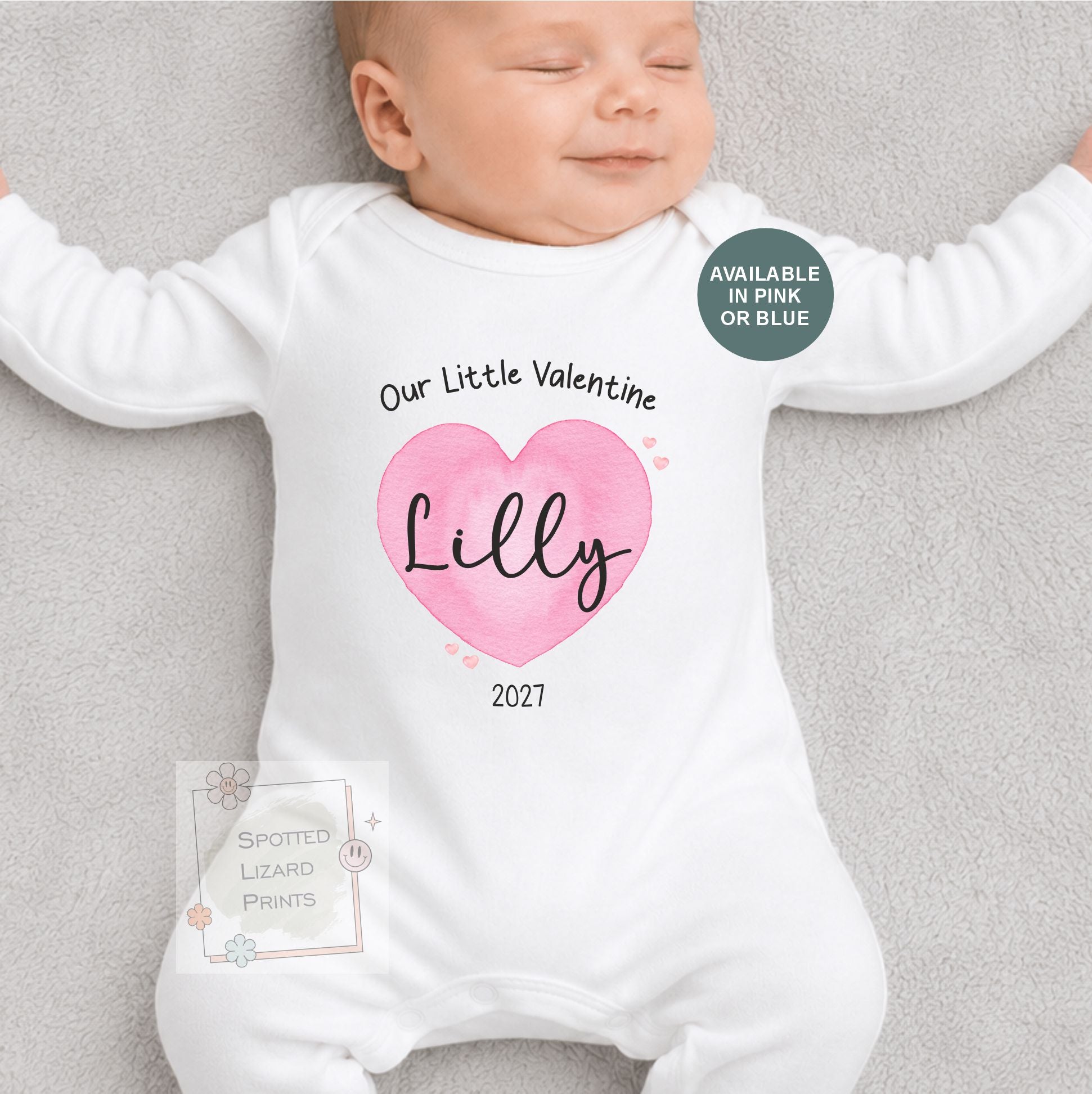 Personalised Our Little Valentine Baby Outfit, Custom Baby Bodysuit, First Valentine's Day Gift, Heart Name Romper, Baby Bib, Vest, T-Shirt