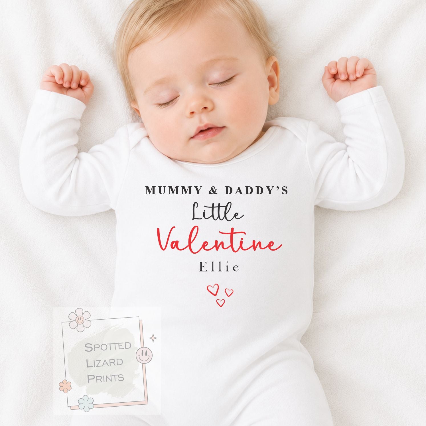 Personalised Mummy & Daddy's Little Valentine Baby Bodysuit, Baby Valentine's Outfit | Valentines Sleepsuit | First Valentine Sweatshirt