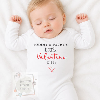 Personalised Mummy & Daddy's Little Valentine Baby Bodysuit, Baby Valentine's Outfit | Valentines Sleepsuit | First Valentine Sweatshirt