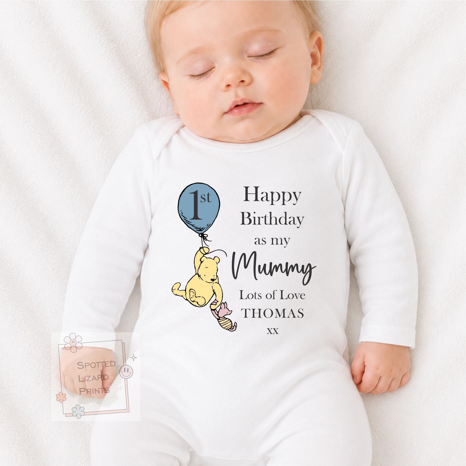 Personalised Mummy 1st Birthday Baby Outfit, First Birthday as My Mummy Gift, Baby Vest Sleepsuit Bib Jumper T-Shirt, Pink or Blue