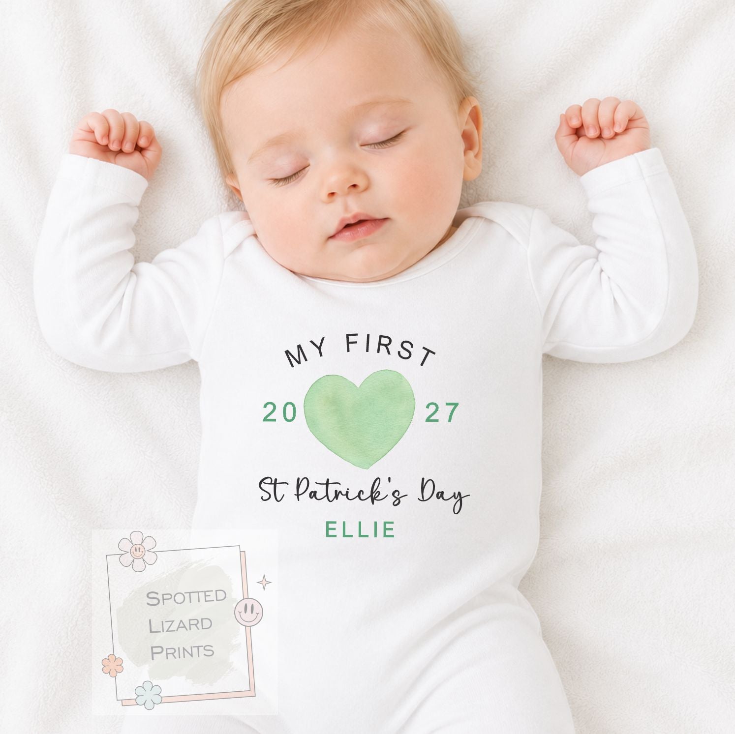 Personalized First St Patrick's Day Baby Outfit | Mo Chéad Lá Fhéile Pádraig Sleepsuit | Irish T-shirt | St Patrick's Day Sweatshirt