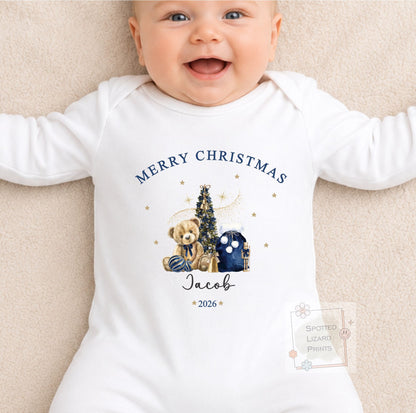 Personalised First Christmas Baby Sleepsuit, Fairy Christmas  pyjamas, Baby Girl First Christmas, Custom Baby Christmas Gift, Baby Vest