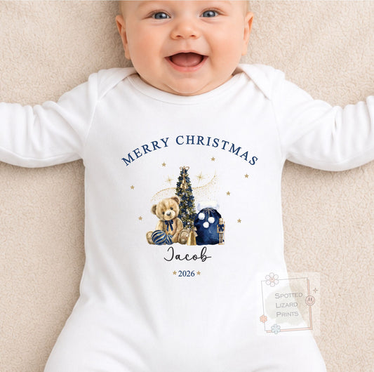 Personalised First Christmas Baby Sleepsuit, Fairy Christmas  pyjamas, Baby Girl First Christmas, Custom Baby Christmas Gift, Baby Vest