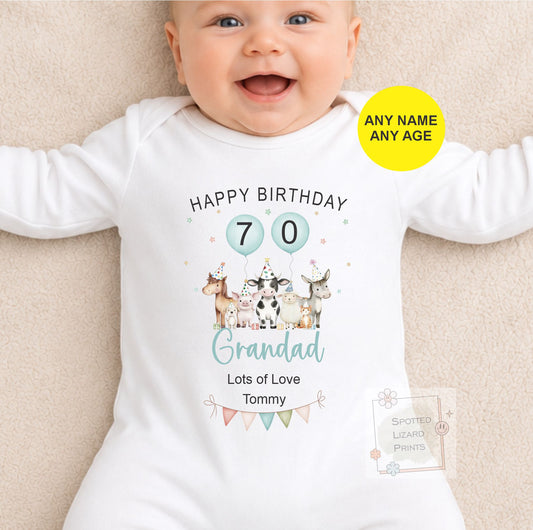 Personalised Birthday Baby Vest, Grandad Birthday Gift, Grandpa Birthday Outfit, Custom Baby Bodysuit, Any Age 50th 60th 70th 80th Birthday