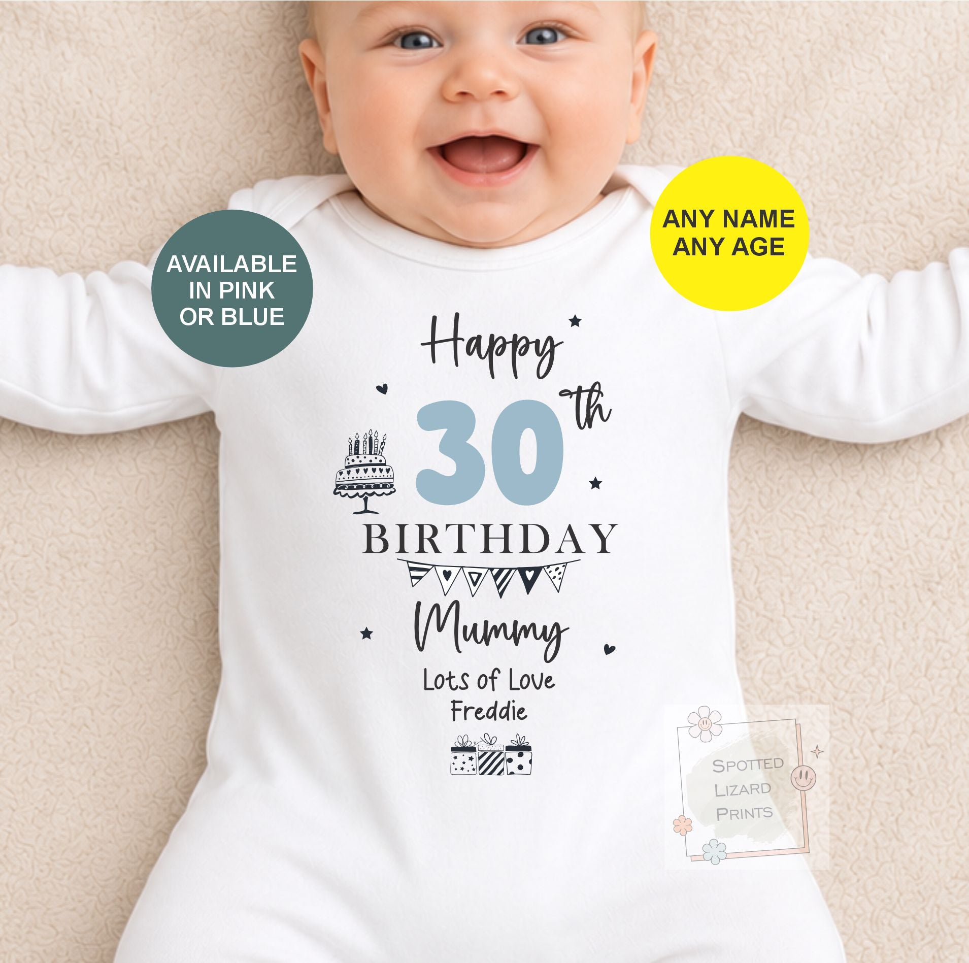 Personalised Happy Birthday Mummy Baby Vest | 30th 40th 50th 60th Birthday | Sleepsuit Gift from Baby | Mum Birthday, Mummy Birthday T-shirt