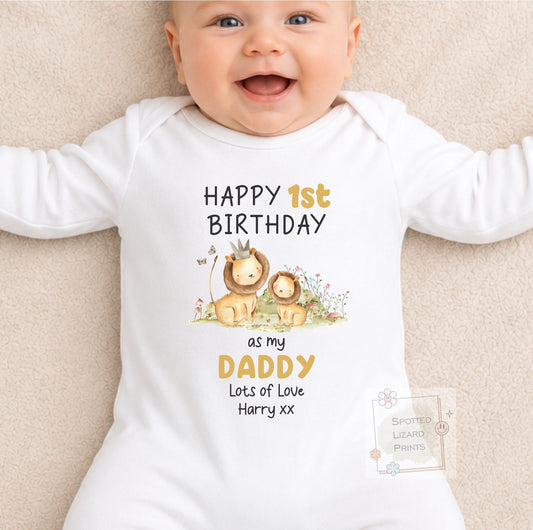 Personalised 1st Birthday Outfit | Happy 1st Birthday as My Daddy Gift, Custom Baby T-Shirt, Bodysuit or Sleepsuit, 1st Birthday as my Daddy
