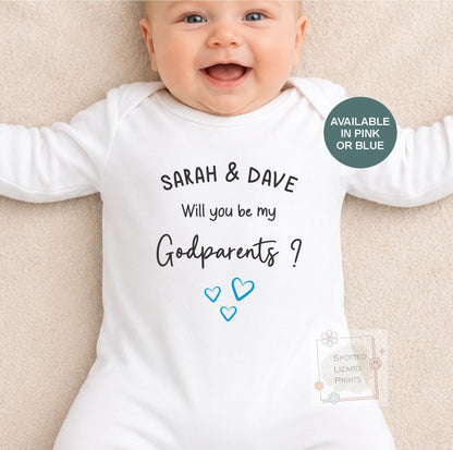 Personalised Godparents Proposal Baby Vest, Will You Be My Godparents Baby Sleepsuit, Custom Christening Proposal Outfit, Baptism Gift