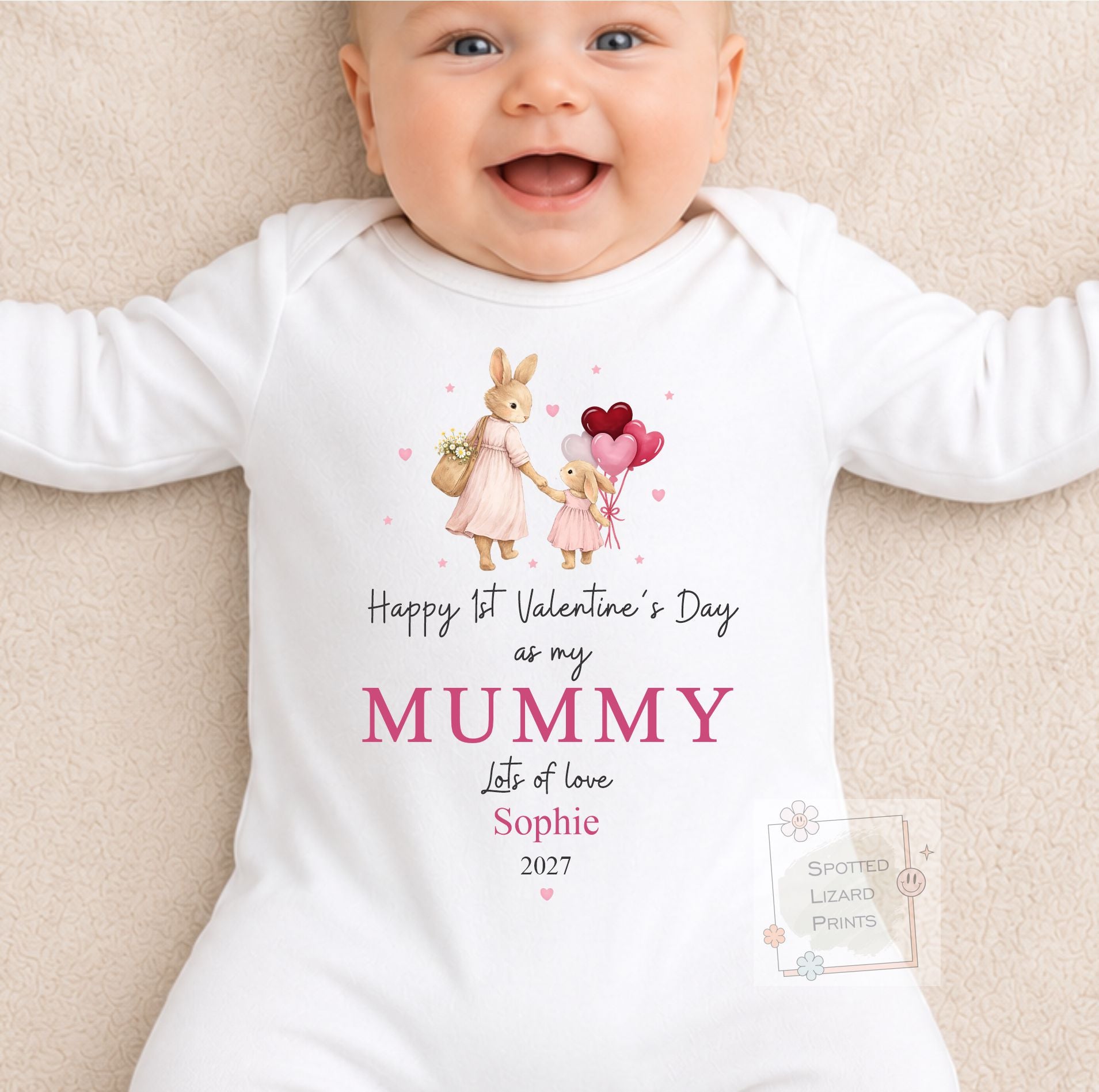 Happy 1st Valentine's Day as My Mummy | Personalised Baby Valentine's Outfit | Valentines Sleepsuit | First Valentine  Sweatshirt