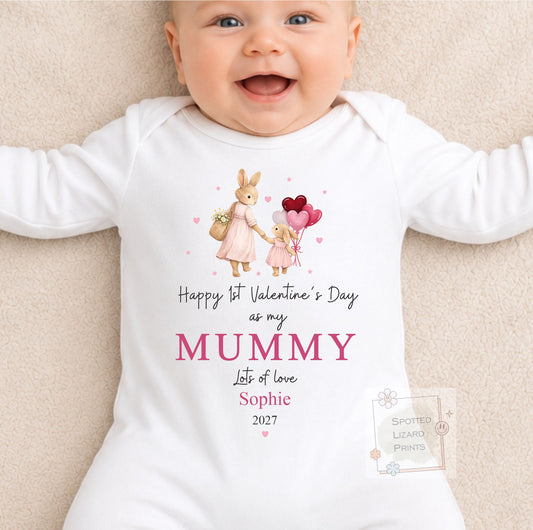 Happy 1st Valentine's Day as My Mummy | Personalised Baby Valentine's Outfit | Valentines Sleepsuit | First Valentine  Sweatshirt