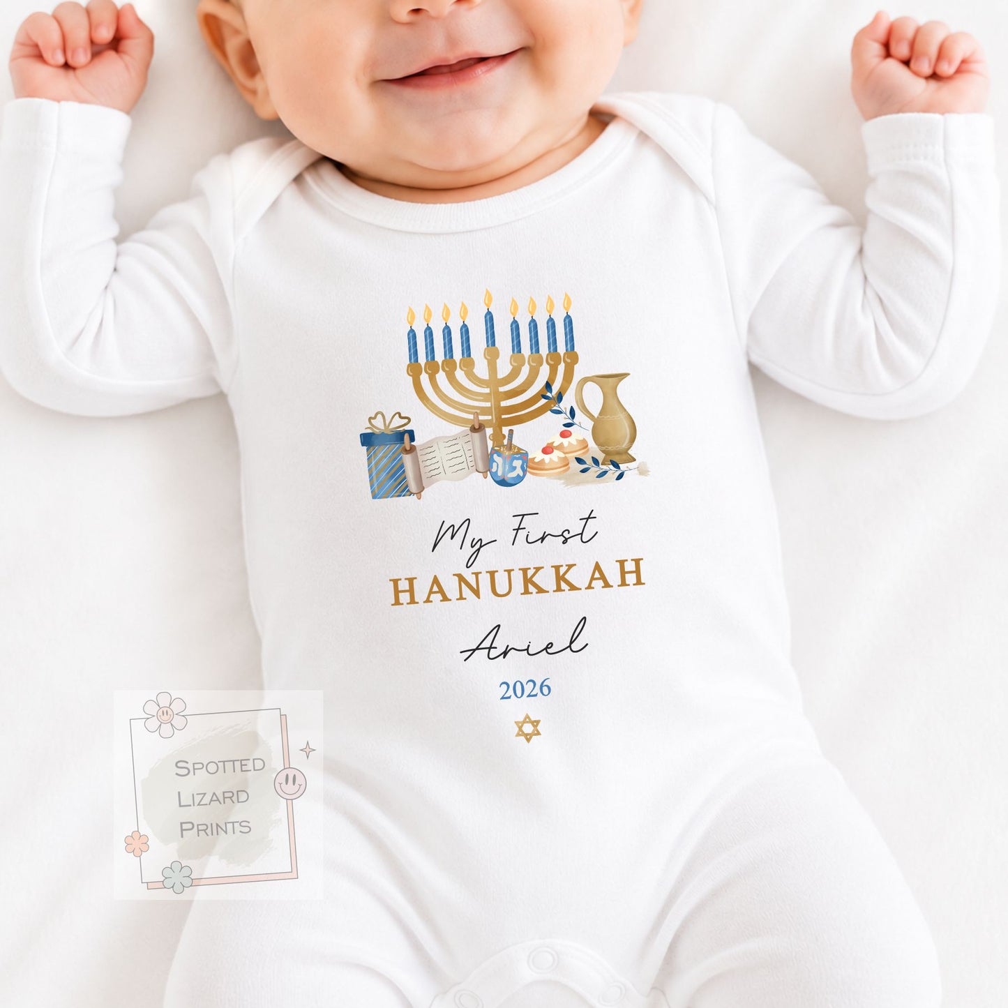 My First Hanukkah Baby Bodysuit | Personalised Hanukkah Baby Vest | Custom Jewish Baby Gift | Hanukkah Baby Outfit | Keepsake