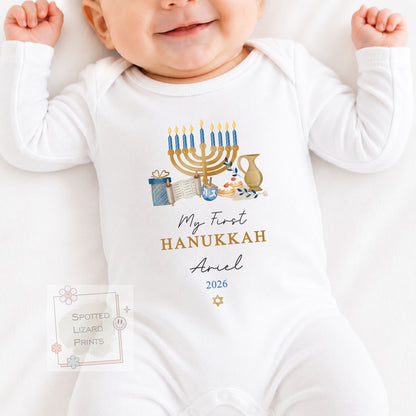 My First Hanukkah Baby Bodysuit | Personalised Hanukkah Baby Vest | Custom Jewish Baby Gift | Hanukkah Baby Outfit | Keepsake