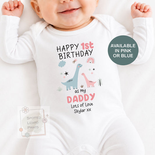 Personalised 1st Birthday Baby Sleepsuit | Custom Dinosaur Birthday Outfit | First Birthday Baby Vest | Birthday T-Shirt