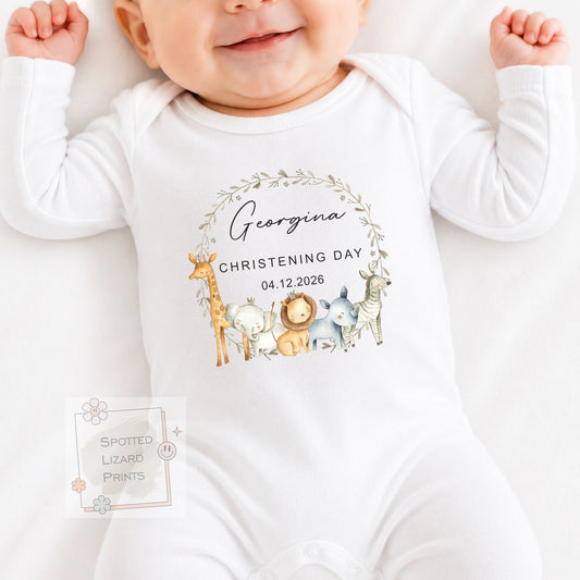 Baby Christening Outfit | Personalised Christening Baptism Naming Day Gift Sleepsuit Vest - New Baby