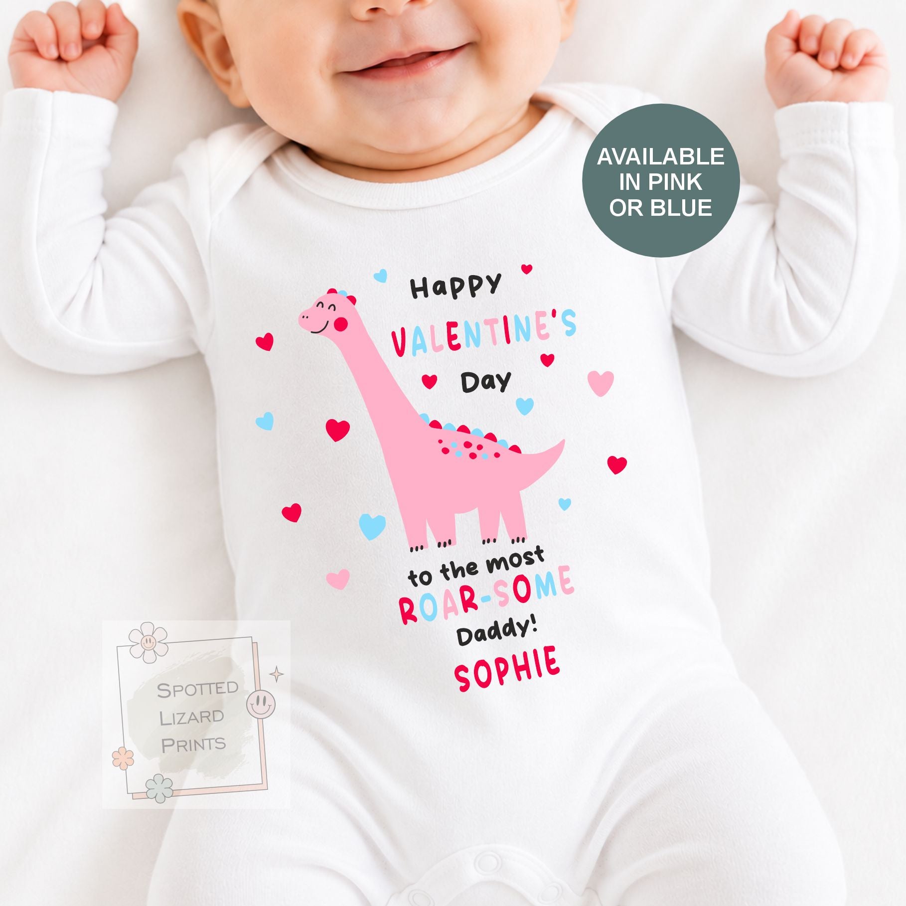 Personalised Valentine's Day Baby Bodysuit, Dinosaur Baby Outfit, Roar-Some Mummy Gift, Custom Baby Vest, First Valentine's Day