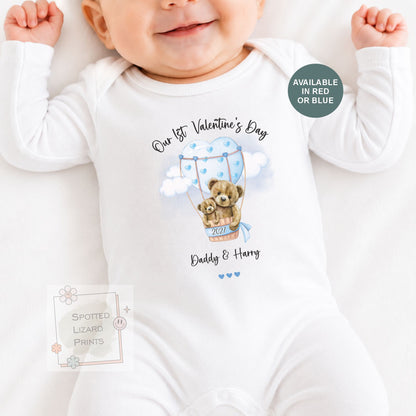 Personalised First Valentine's Day Baby Outfit, Custom Baby Bodysuit, Teddy Bear Sleepsuit, Daddy & Me Gift, Baby Bib, Vest, T-Shirt