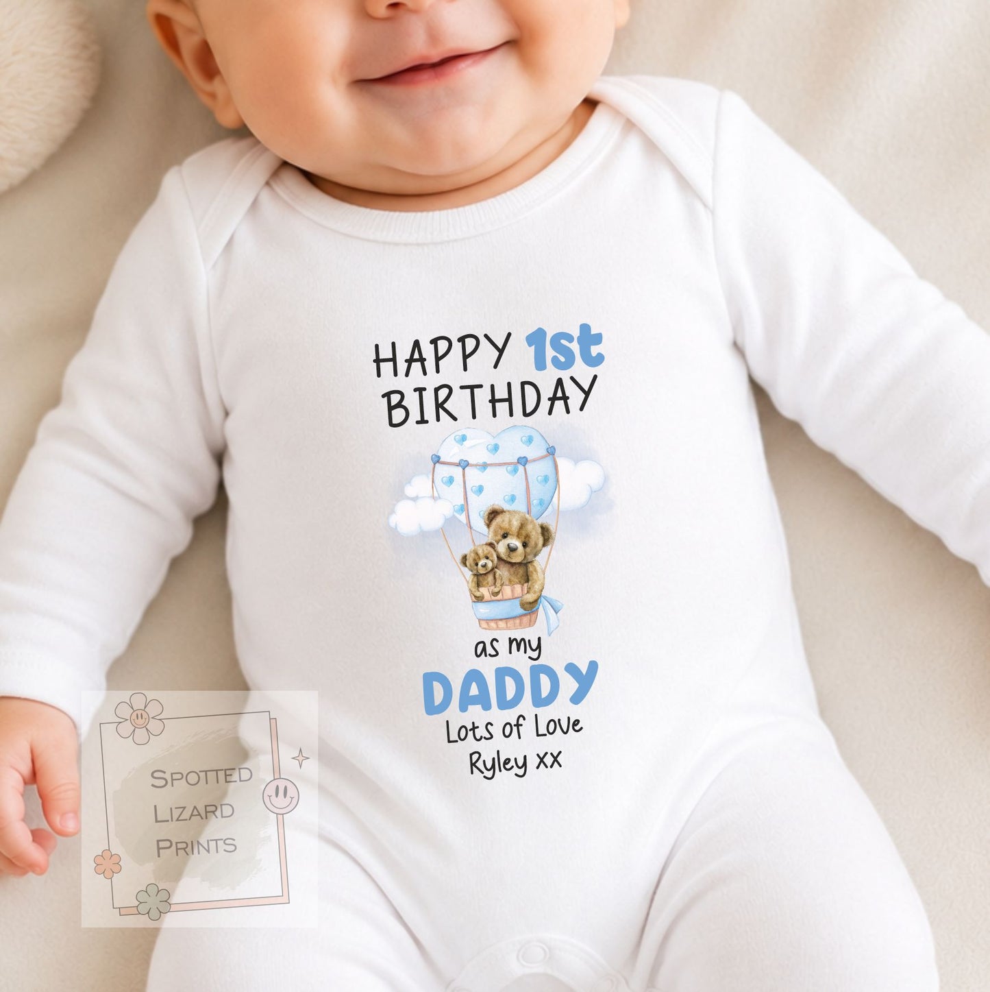 Personalised 1st Birthday Outfit | Happy 1st Birthday as My Daddy Gift, Custom Baby T-Shirt, Bodysuit or Sleepsuit, 1st Birthday as my Daddy