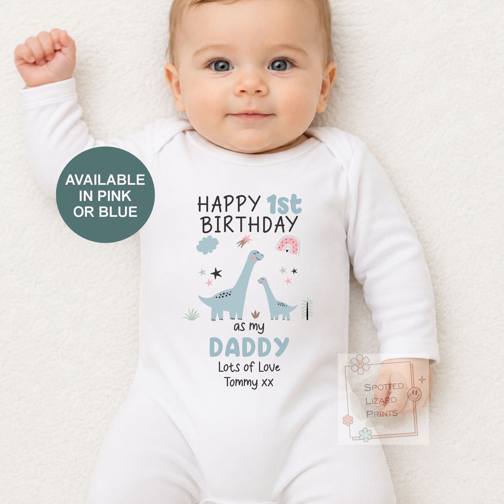 Personalised 1st Birthday Baby Sleepsuit | Custom Dinosaur Birthday Outfit | First Birthday Baby Vest | Birthday T-Shirt