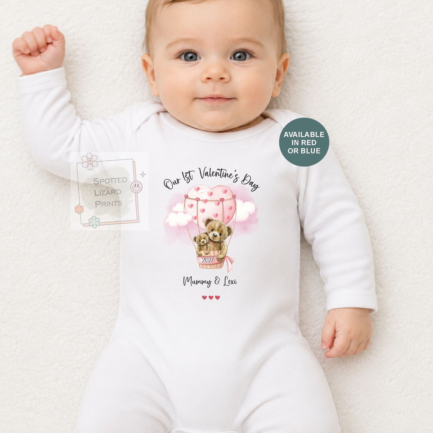 Personalised First Valentine's Day Baby Outfit, Custom Mummy & Me Baby Bodysuit, Teddy Bear Romper, Baby Bib, Vest, T-Shirt, Gift