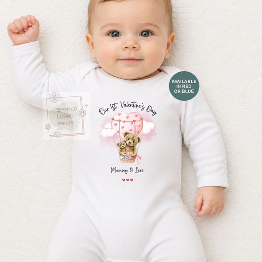 Personalised First Valentine's Day Baby Outfit, Custom Mummy & Me Baby Bodysuit, Teddy Bear Romper, Baby Bib, Vest, T-Shirt, Gift