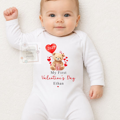 Personalised My First Valentine's Day Baby tee | 1st Valentine's Day Baby Sleepsuit & Vest | Baby Valentine Outfit | Valentine Sweatshirt