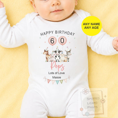 Personalised Birthday Baby Vest, Grandad Birthday Gift, Grandpa Birthday Outfit, Custom Baby Bodysuit, Any Age 50th 60th 70th 80th Birthday