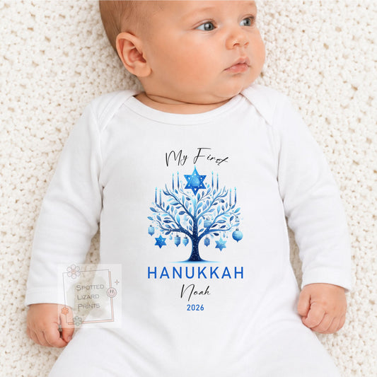 My First Hanukkah Baby Bodysuit | Personalised Hanukkah Baby Vest | Custom Jewish Baby Gift | Hanukkah Baby Outfit | Keepsake