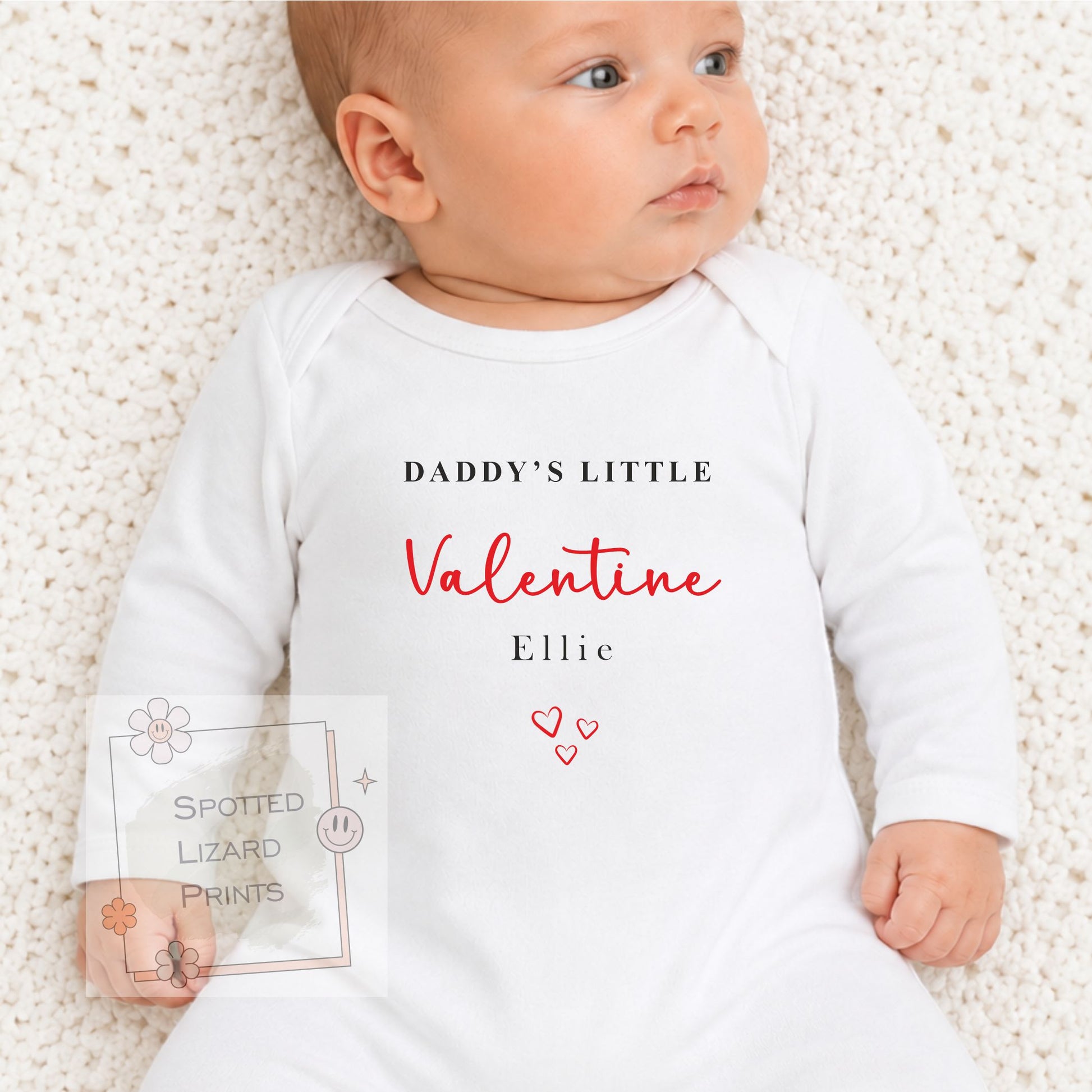 Personalised Daddy's Little Valentine Baby Bodysuit, Baby Valentine's Outfit | Valentines Sleepsuit | First Valentine Sweatshirt