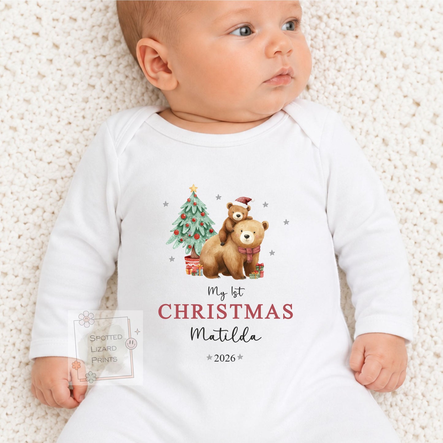 Personalised My First Christmas Baby Bodysuit | Custom Baby Christmas Outfit | First Christmas Gift | Baby Bear Christmas Sweatshirt
