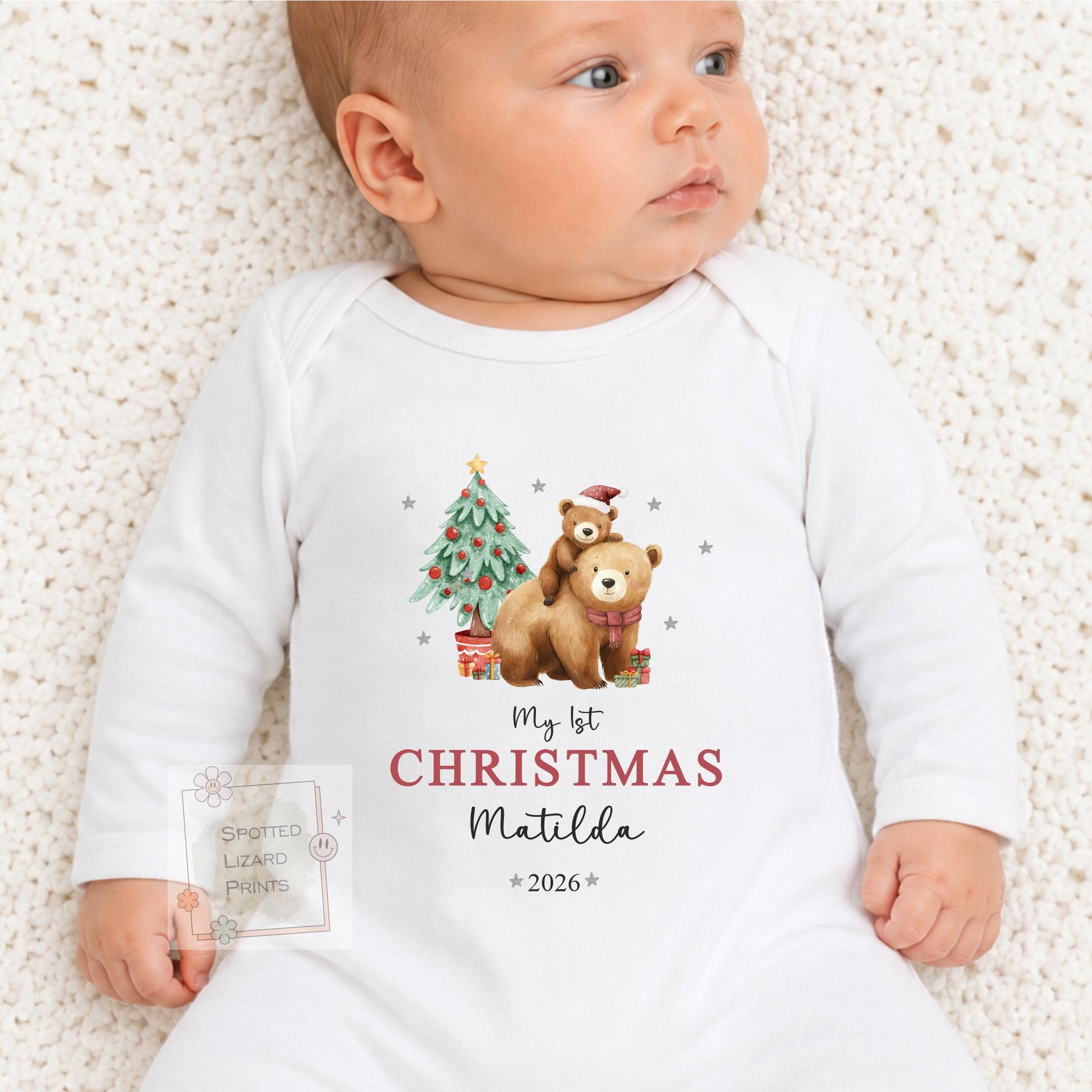 Personalised My First Christmas Baby Bodysuit | Custom Baby Christmas Outfit | First Christmas Gift | Baby Bear Christmas Sweatshirt