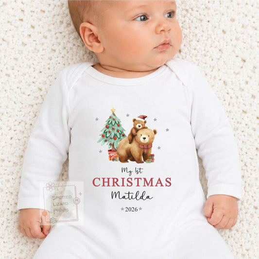 Personalised My First Christmas Baby Bodysuit | Custom Baby Christmas Outfit | First Christmas Gift | Baby Bear Christmas Sweatshirt