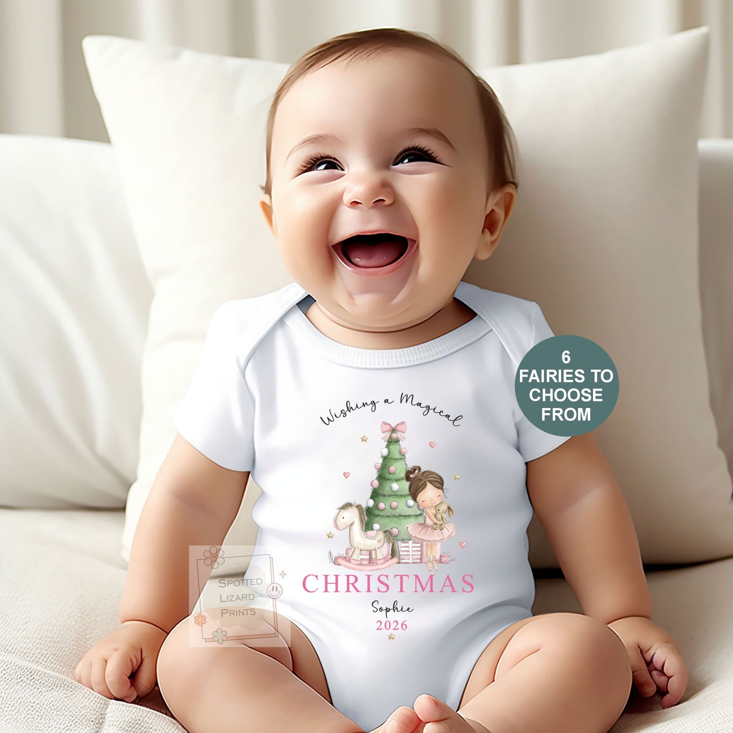 Personalised First Christmas Baby Sleepsuit, Fairy Christmas  pyjamas, Baby Girl First Christmas, Ballerina Baby Christmas Gift, Baby Vest
