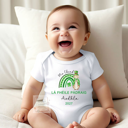 Personalized First St Patrick's Day Baby Outfit | Mo Chéad Lá Fhéile Pádraig Sleepsuit | Irish T-shirt | St Patrick's Day Sweatshirt