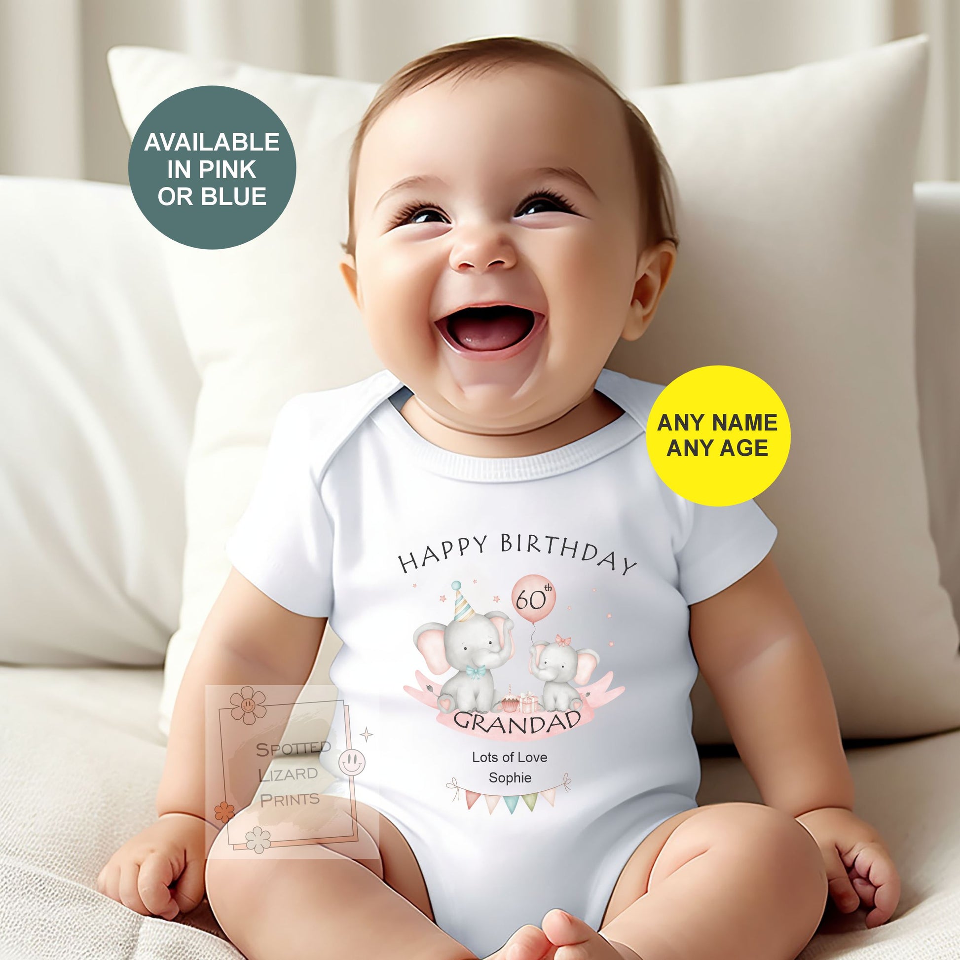 Personalised Grandad Birthday Baby Outfit, 60th 70th 80th Grandad Gift, Baby Vest Sleepsuit T-Shirt, Happy Birthday Grandpa from Baby