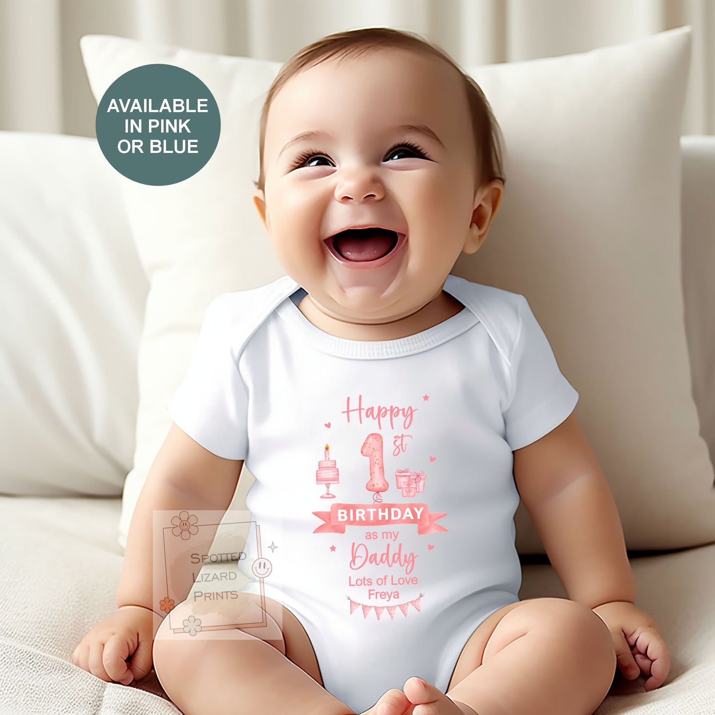 Personalised 1st Birthday Outfit | Happy 1st Birthday as My Daddy Gift, Custom Baby T-Shirt, Bodysuit or Sleepsuit, 1st Birthday as my Daddy
