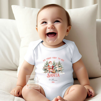 Personalised Visit Santa Sweatshirt, Baby Vest or Sleepsuit | First visit to Santa Christmas top, Children's Christmas