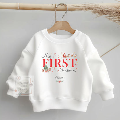 Personalised First Christmas Baby Outfit- My First Christmas Sleepsuit or Vest - 1st Xmas Cute Santa - Personalised baby Gift