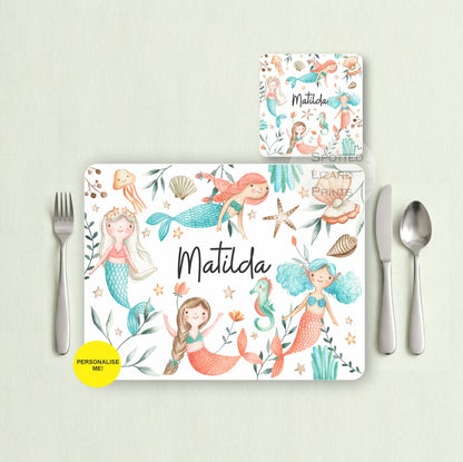 Gift for Kids - Personalised Placemat - Placemat and Coast set - Personalised Tableware - Personalised Coaster - 