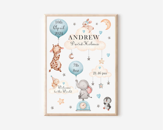 Baby announcement nursery wall art