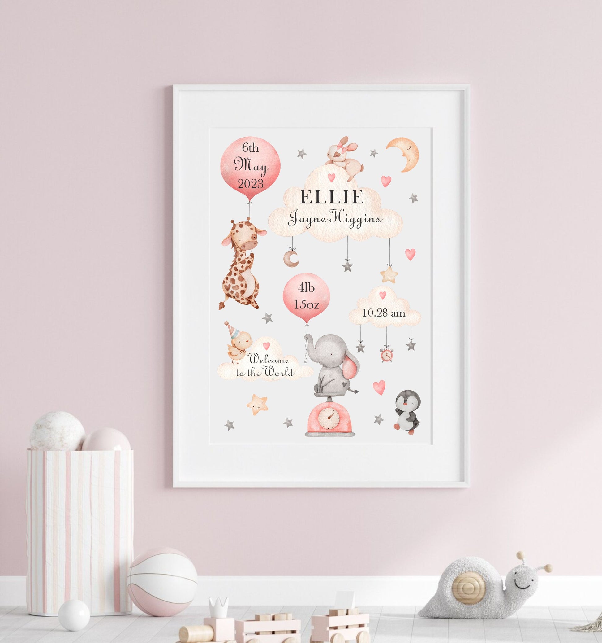 personalised announcement nursery wall art